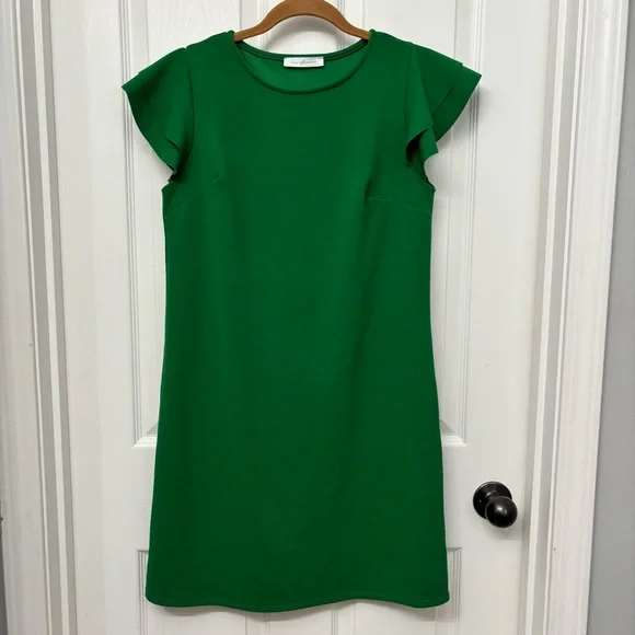 Ces Femme Green Shift Dress | Women’s Small | Flutter Sleeve Sheath - Picture 10 of 10